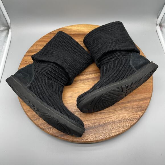 UGG Australia Boots Classic Cardy Womens Size 8 Black Casual Comfort Shoes - Picture 6 of 8